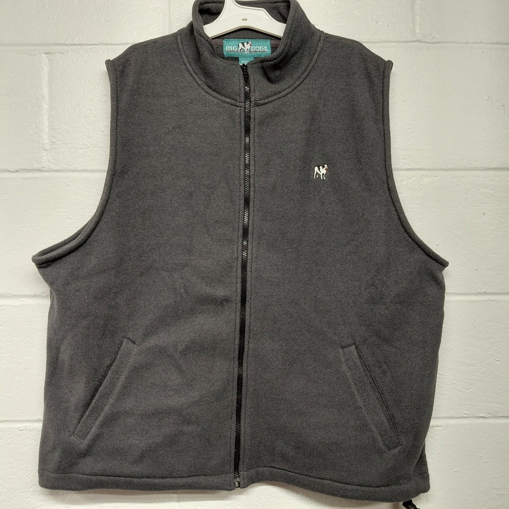 Vintage Big Dogs Full Zip Vest Oversize Mens Fits L XL 2XL Gray Knit Sweater 90s